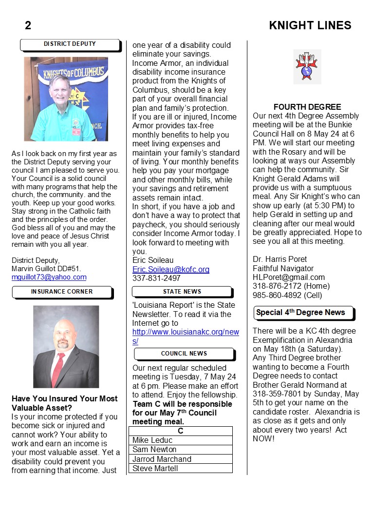 KC Newsletter Page 2